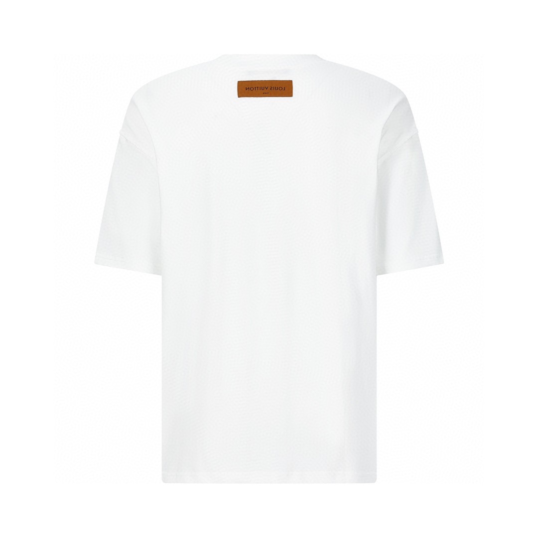 LOUIS VUITTON 路易威登 SS22 针脚印花刺绣 短袖 圆领 T 恤 上衣 夏款 白色 1A7X53