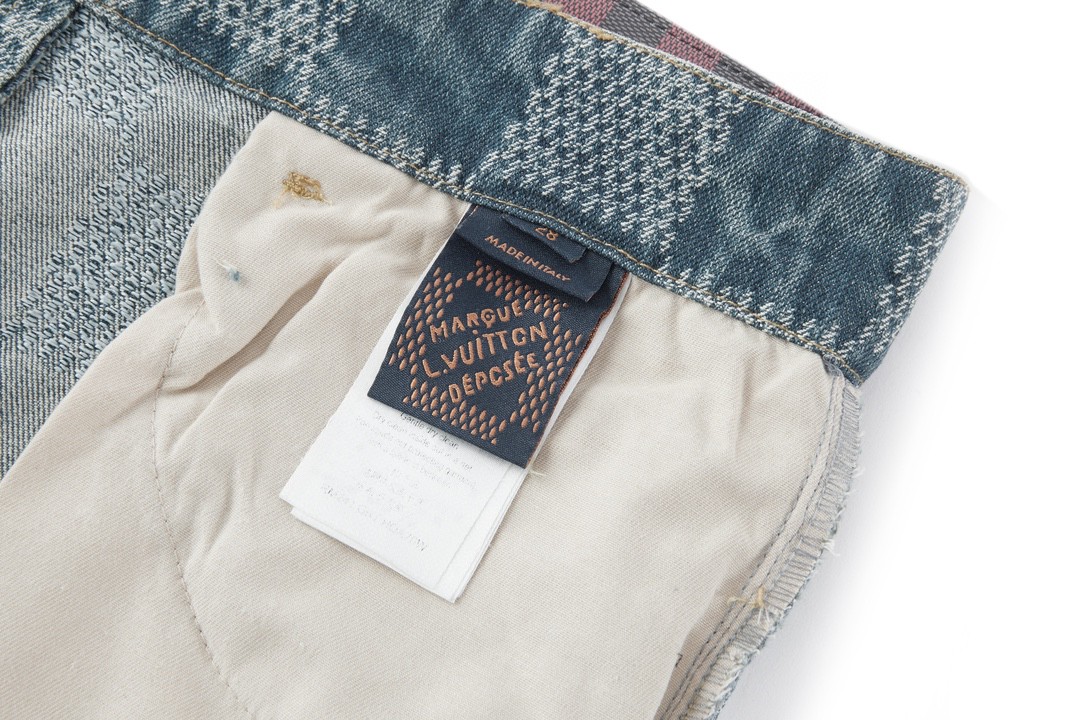 LOUIS VUITTON 路易威登 棋盘格喇叭牛仔裤 裤子 长裤 蓝色 1AFI22