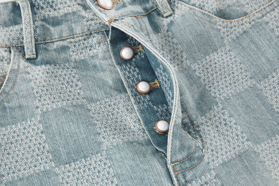 LOUIS VUITTON 路易威登 棋盘格喇叭牛仔裤 裤子 长裤 蓝色 1AFI22