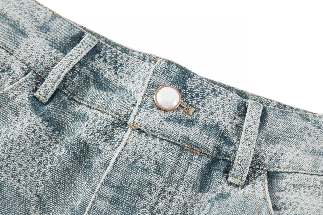 LOUIS VUITTON 路易威登 棋盘格喇叭牛仔裤 裤子 长裤 蓝色 1AFI22