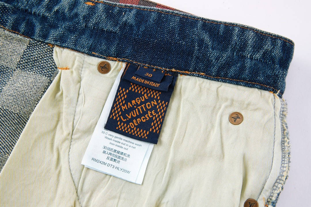 LOUIS VUITTON 路易威登 棋盘格马赛克牛仔裤 裤子 长裤 蓝色