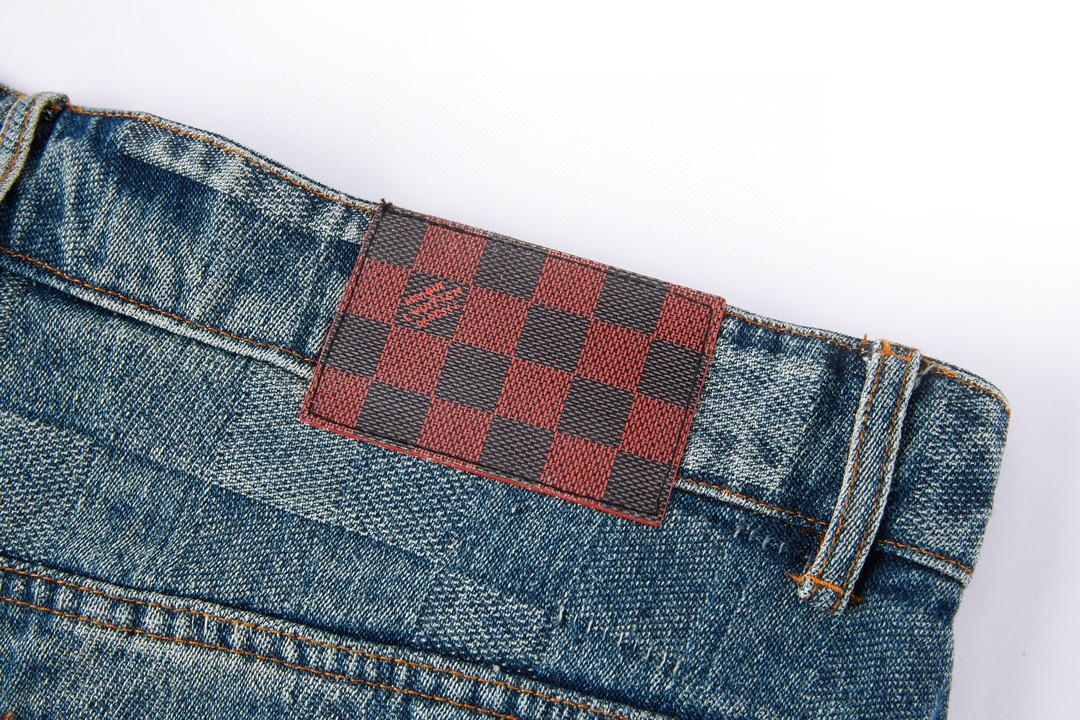 LOUIS VUITTON 路易威登 棋盘格马赛克牛仔裤 裤子 长裤 蓝色