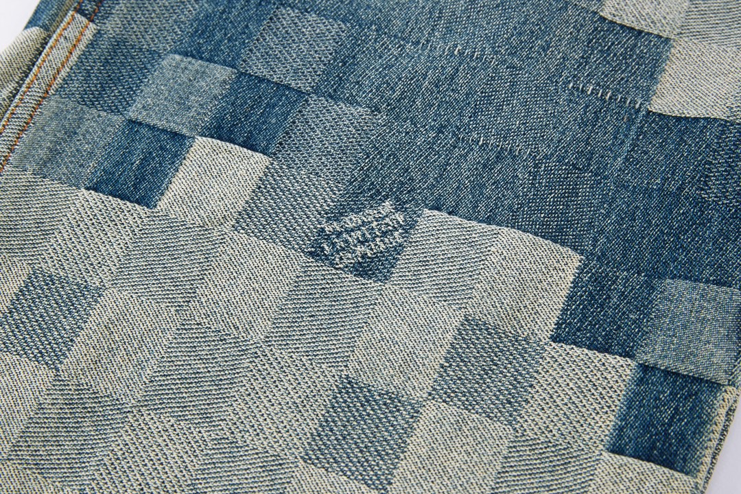 LOUIS VUITTON 路易威登 棋盘格马赛克牛仔裤 裤子 长裤 蓝色