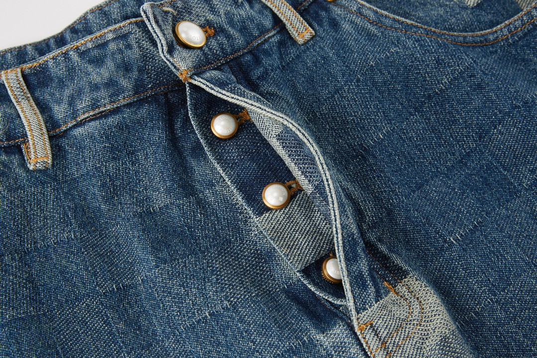 LOUIS VUITTON 路易威登 棋盘格马赛克牛仔裤 裤子 长裤 蓝色