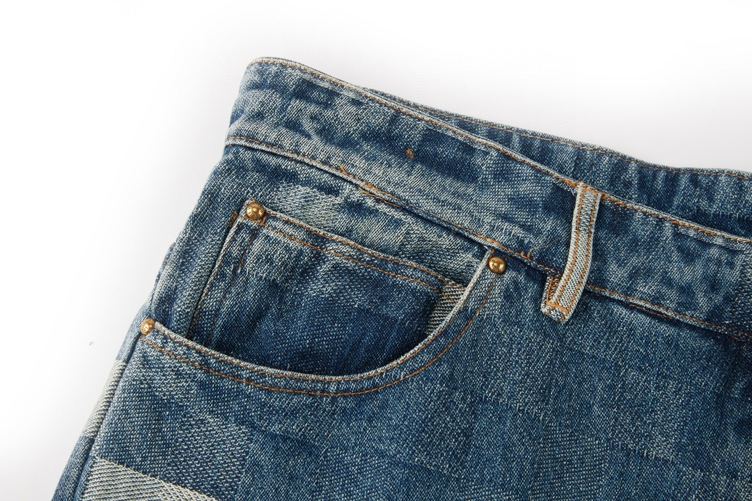 LOUIS VUITTON 路易威登 棋盘格马赛克牛仔裤 裤子 长裤 蓝色