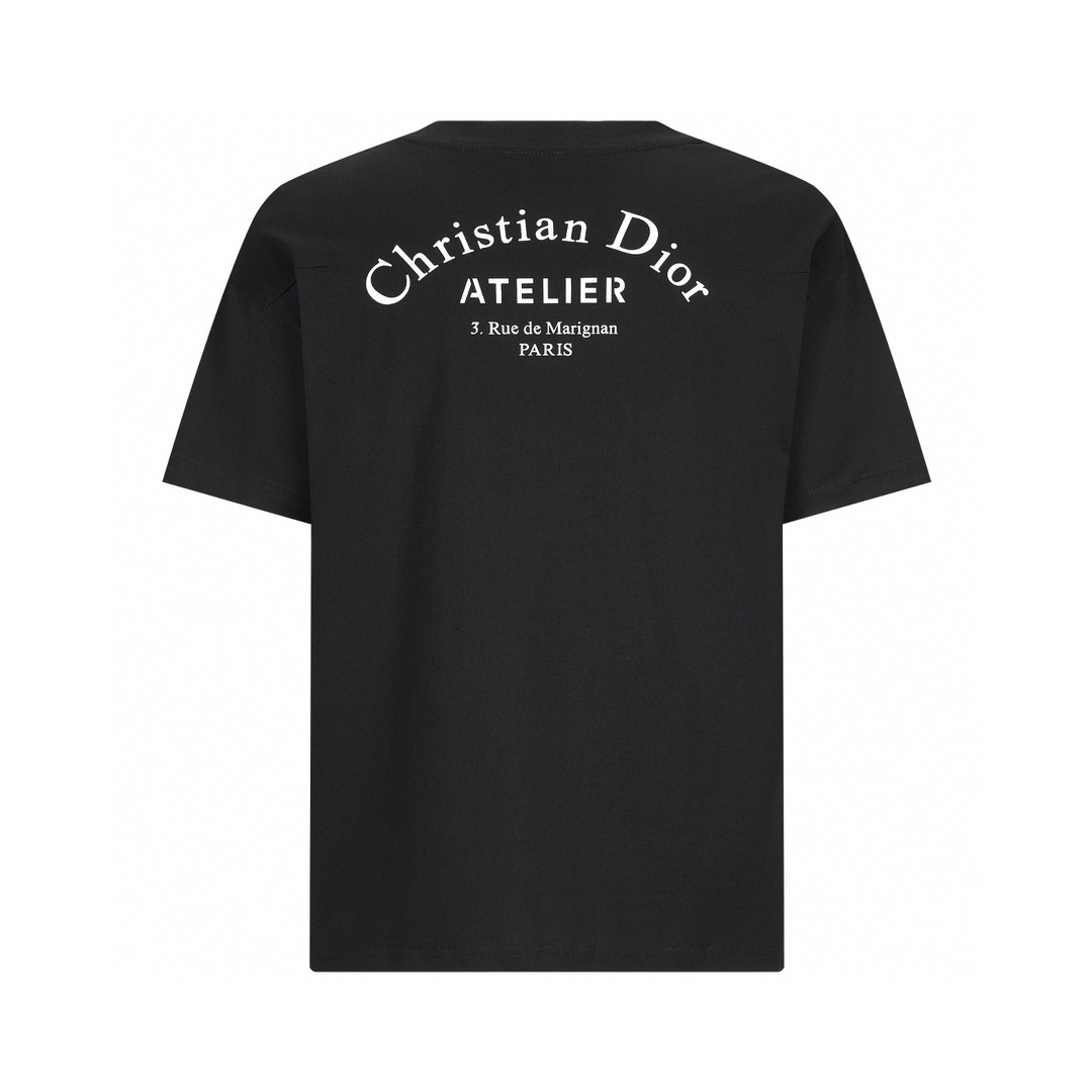 DIOR 迪奥 纯色字母Logo印花 圆领 T恤 短袖 夏季 黑色 863J621I0533-C980