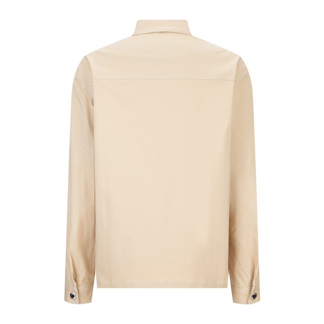 PRADA 普拉达 纯色logo徽标 牛仔衬衫 外套 长袖 卡其色 SC696-108I-F0241-S-232