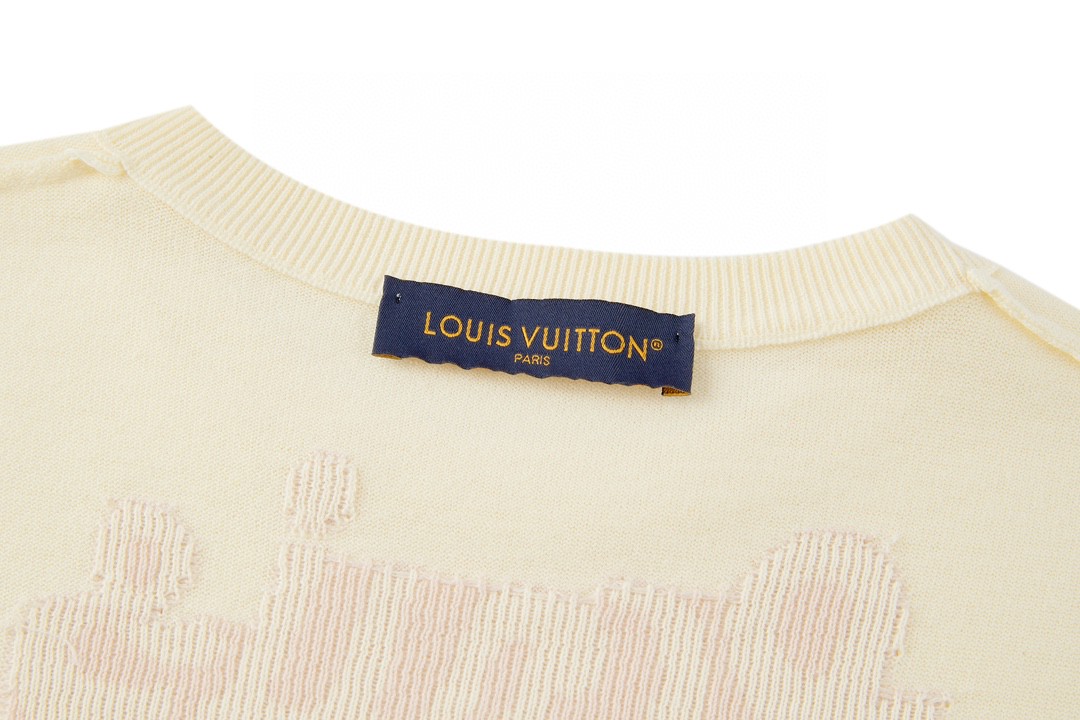 LOUIS VUITTON 路易威登 字母花卉图案 套头 圆领 短袖 T 恤 上衣 夏款 米色 1AFRDI