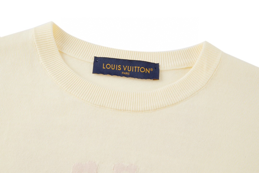LOUIS VUITTON 路易威登 字母花卉图案 套头 圆领 短袖 T 恤 上衣 夏款 米色 1AFRDI