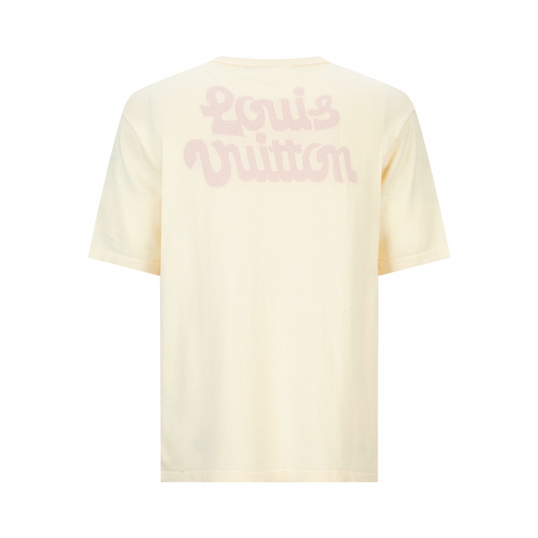 LOUIS VUITTON 路易威登 字母花卉图案 套头 圆领 短袖 T 恤 上衣 夏款 米色 1AFRDI