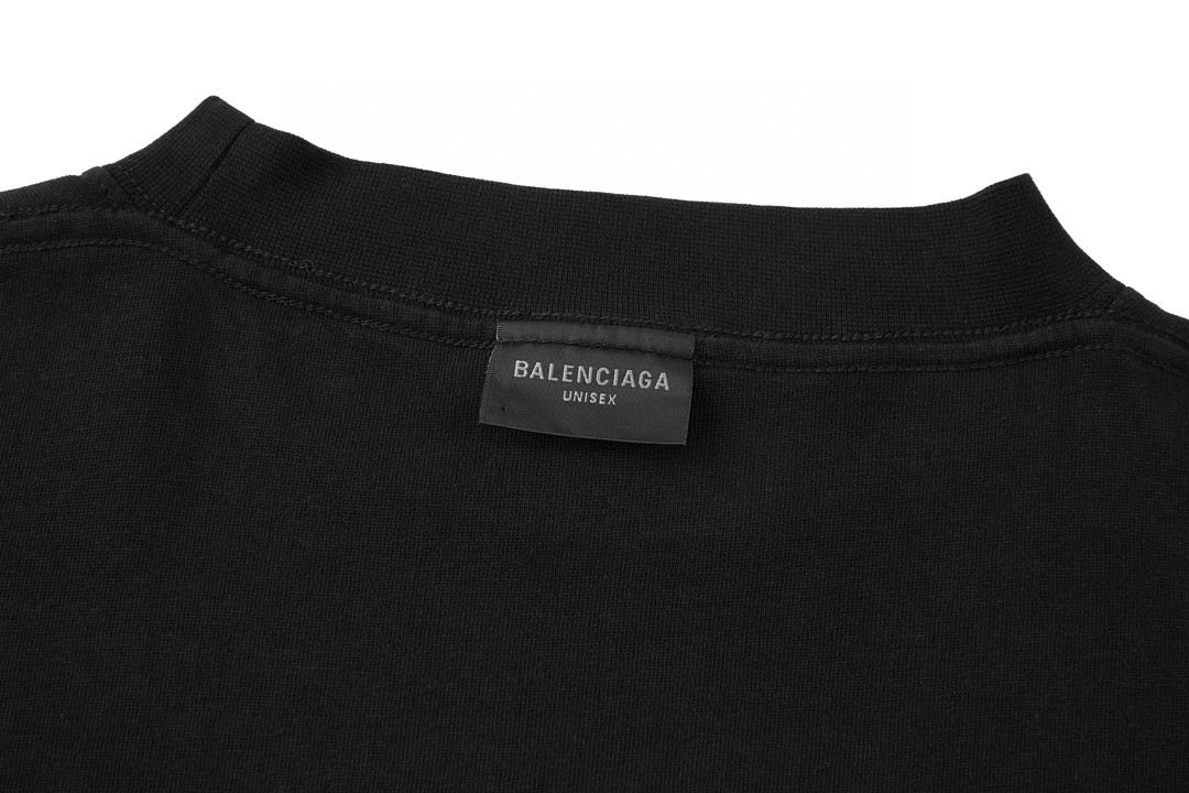 Balenciaga 巴黎世家 双环字母logo印花短袖 T 恤 圆领 夏季 黑色 787358TQVJ41569