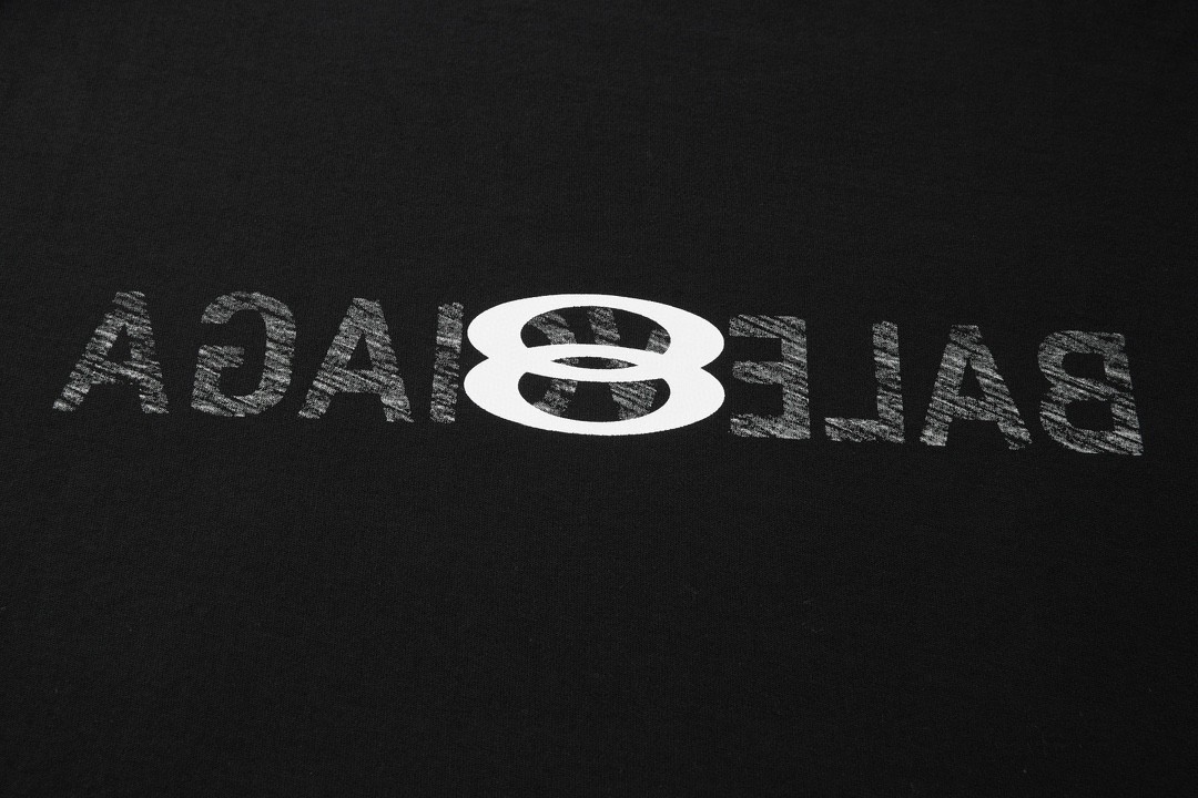 Balenciaga 巴黎世家 双环字母logo印花短袖 T 恤 圆领 夏季 黑色 787358TQVJ41569