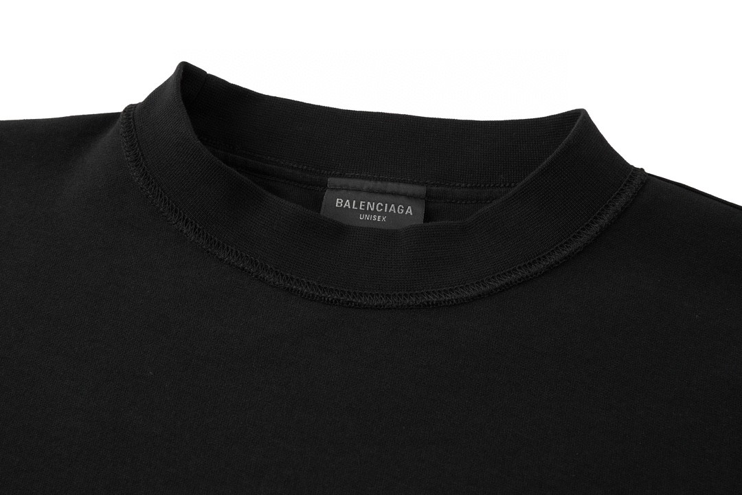 Balenciaga 巴黎世家 双环字母logo印花短袖 T 恤 圆领 夏季 黑色 787358TQVJ41569