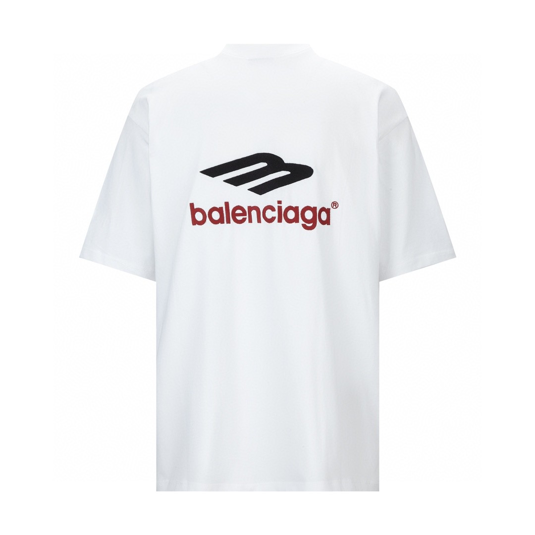 Balenciaga 巴黎世家 前后拼接字母logo印花短袖 T 恤 圆领 夏季 白色 