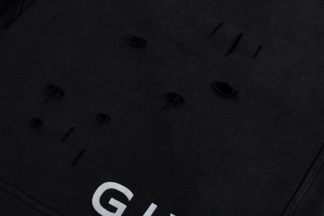 Givenchy 纪梵希 假两件破洞短裤 休闲裤 运动裤 黑色 