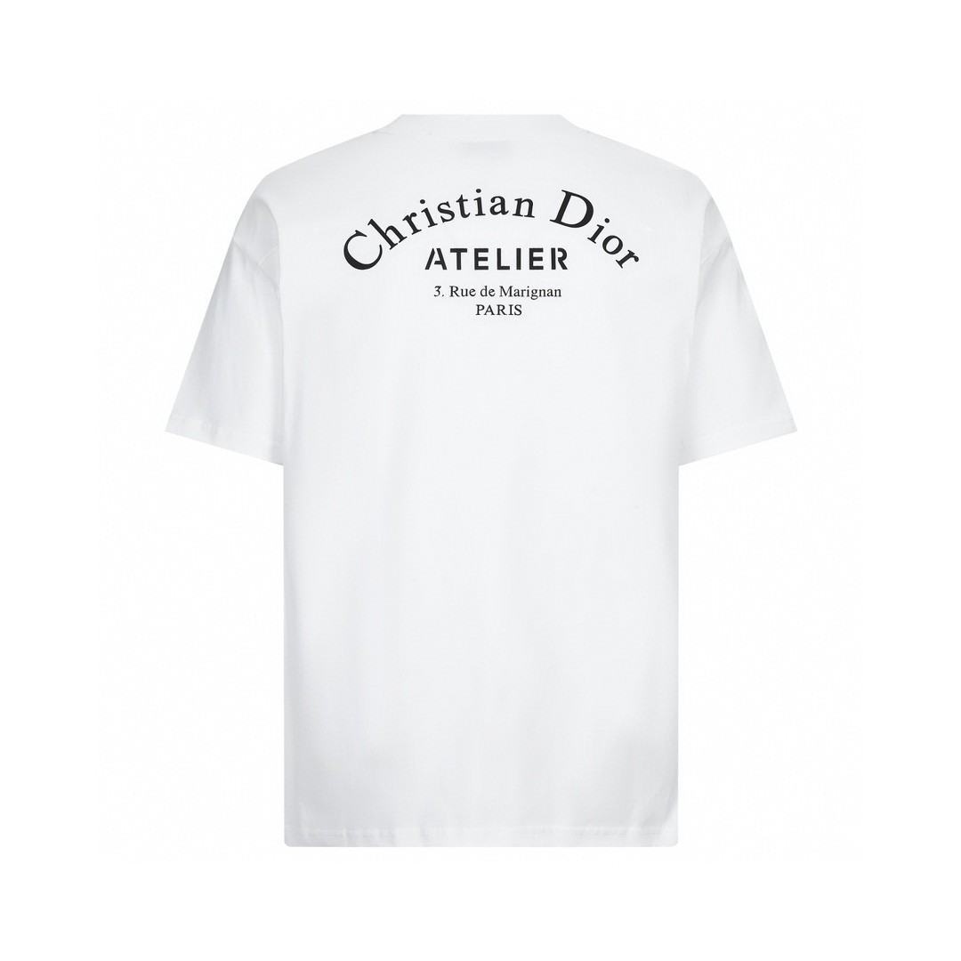 DIOR 迪奥 纯色字母Logo印花 圆领 T恤 短袖 夏季 白色 863J621I0533-C089
