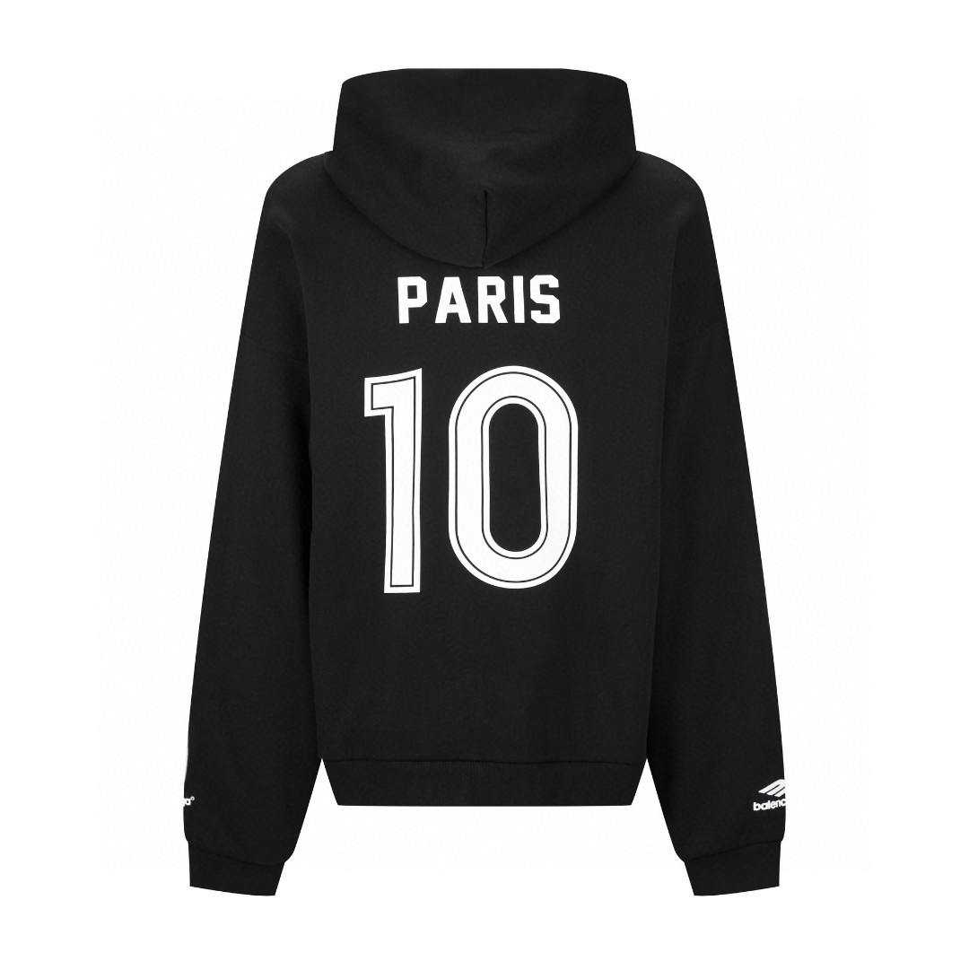 Balenciaga 巴黎世家 曼联球队10号拉链连帽卫衣 外套 长袖 秋冬 黑色 744457TPVS61070