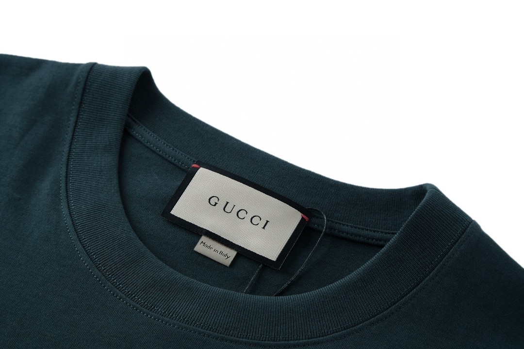 GUCCI 古驰 条纹铆钉字母logo印花 短袖 T恤 圆领 套头 夏季 黑色 616036-XJEUD-1117