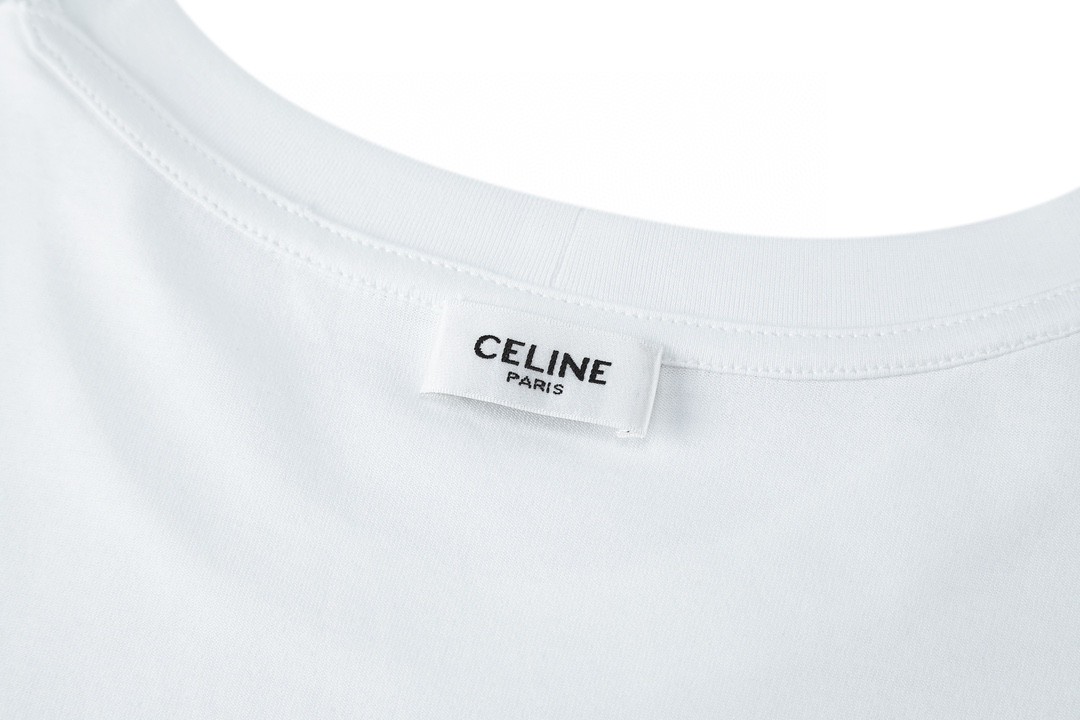 CELINE 赛琳 ed broner 联名款 椰树烫钻 短袖 T恤 圆领 夏款 白色 2X48C671Q-01EA