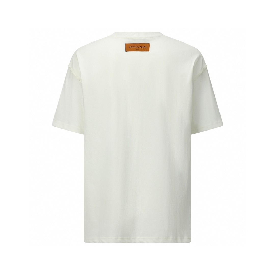 LOUIS VUITTON 路易威登 字母花卉图案印花 套头 圆领 短袖 T 恤 上衣 夏款 白色 1AAGWP