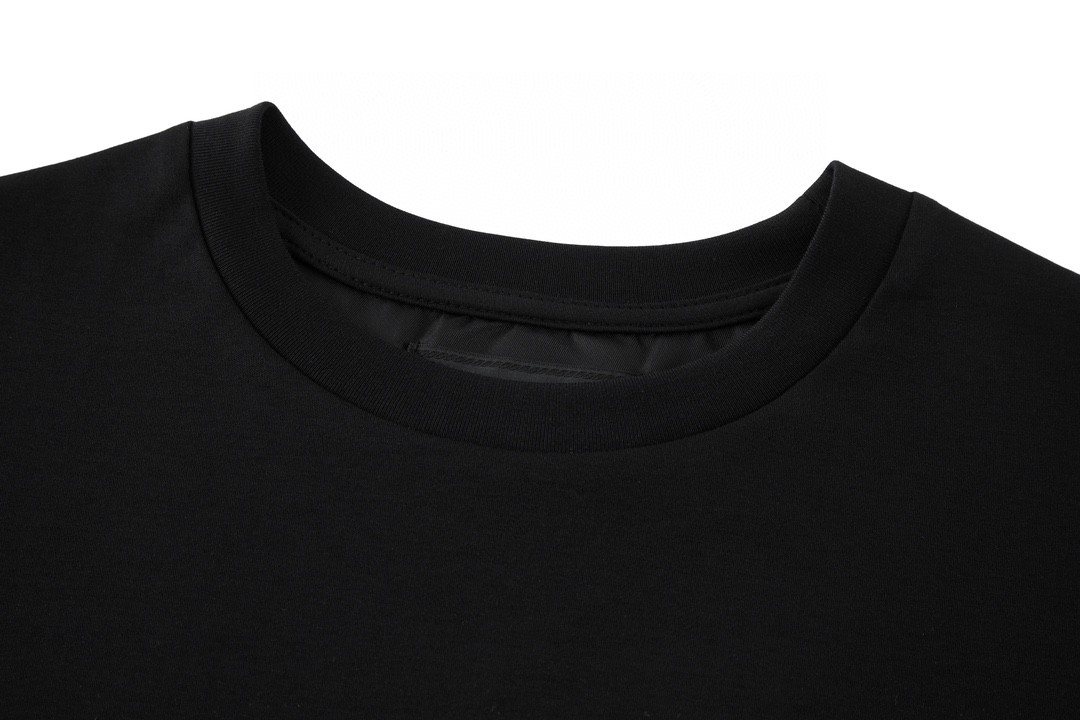 PRADA 普拉达 纯色尼龙拼接 圆领 短袖 T恤 黑色