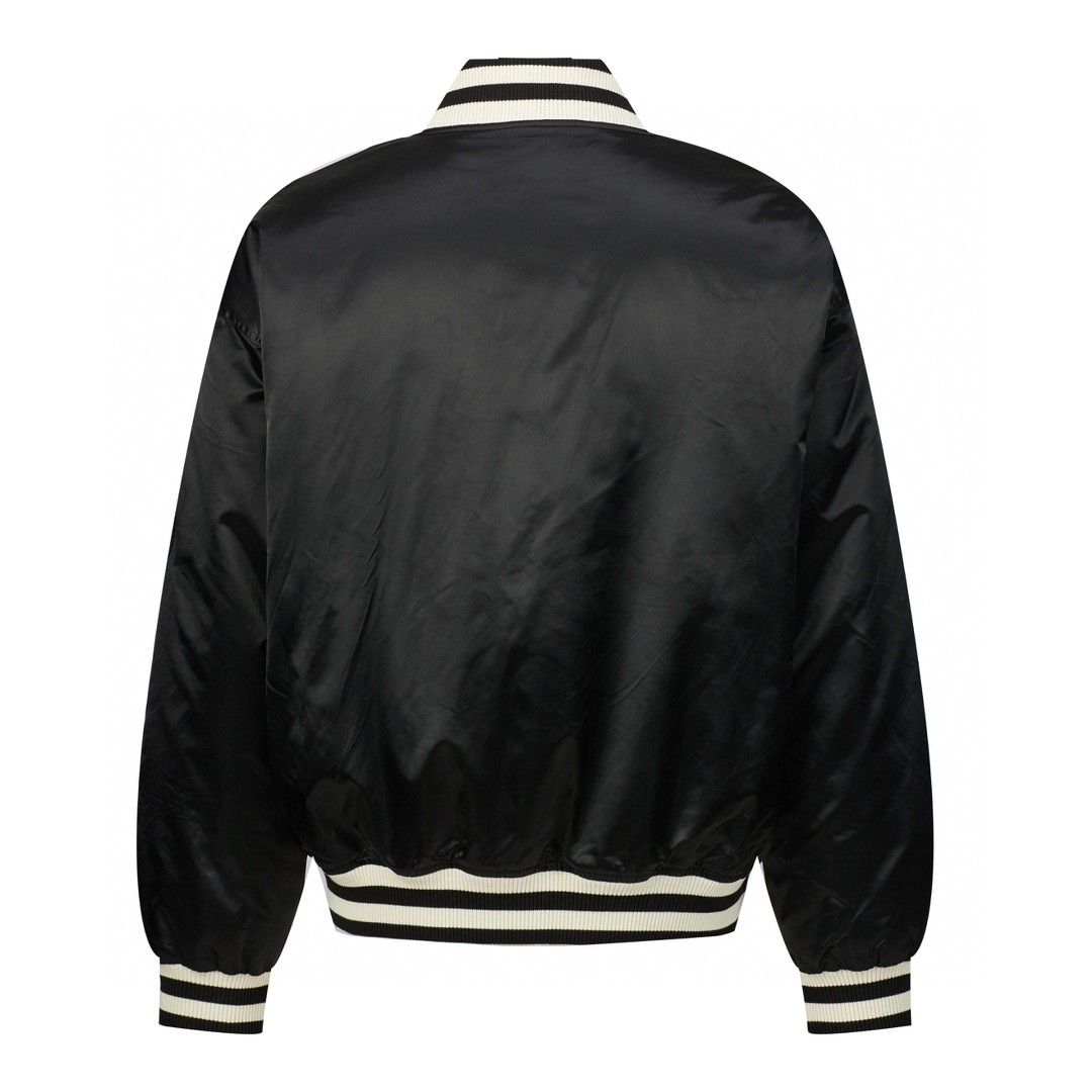 LOUIS VUITTON 路易威登 SS24 菲董联名系列 条纹字母刺绣水钻夹克 外套 棒球服 棉服 黑色 1AFHWP