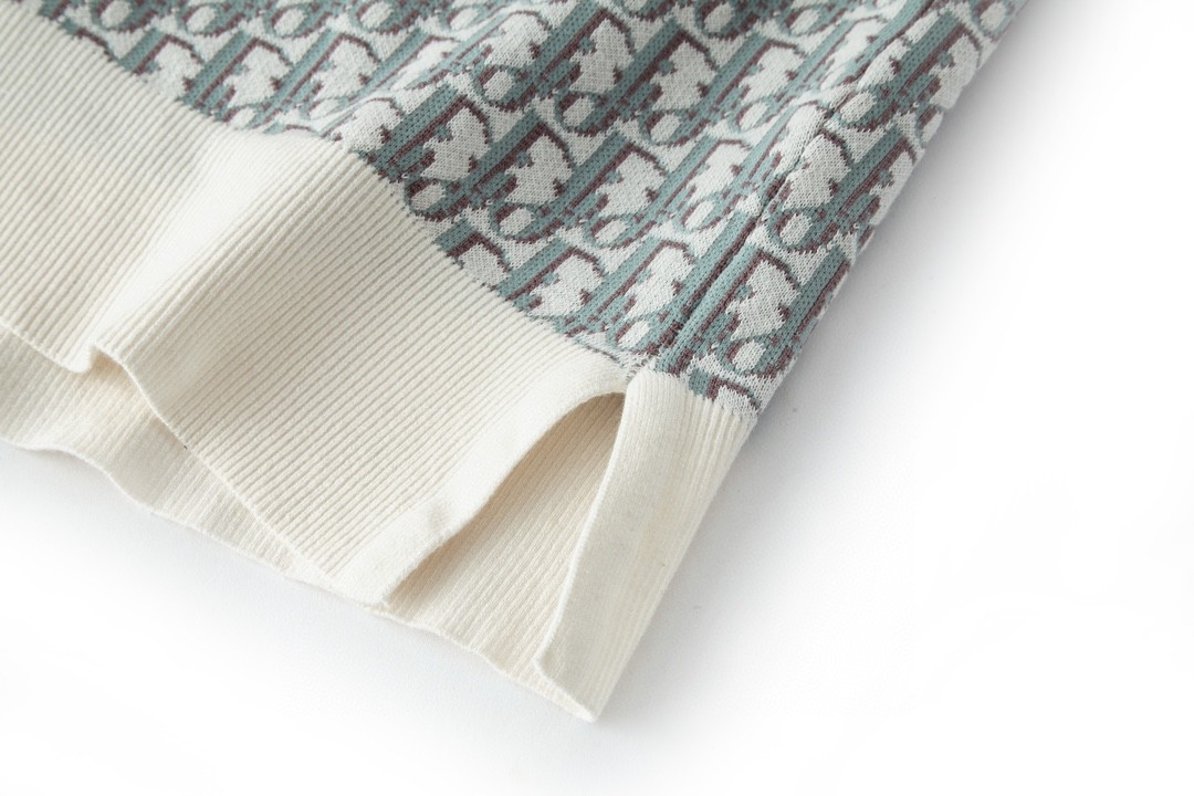 Dior 迪奥 logo满印套头针织Polo衫 短袖 上衣 夏款 蓝白色 293M832AT396-C085