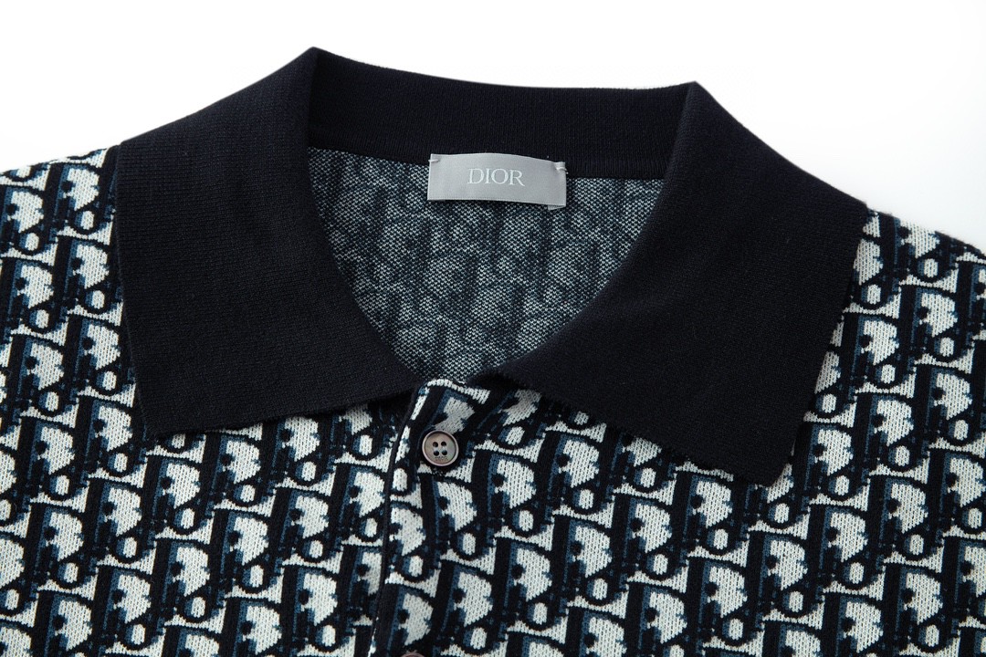 LOUIS VUITTON 路易威登 logo满印套头针织Polo衫 短袖 上衣 夏款 黑白色 293M832AT472-C185