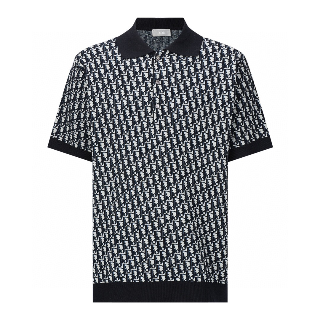 LOUIS VUITTON 路易威登 logo满印套头针织Polo衫 短袖 上衣 夏款 黑白色 293M832AT472-C185