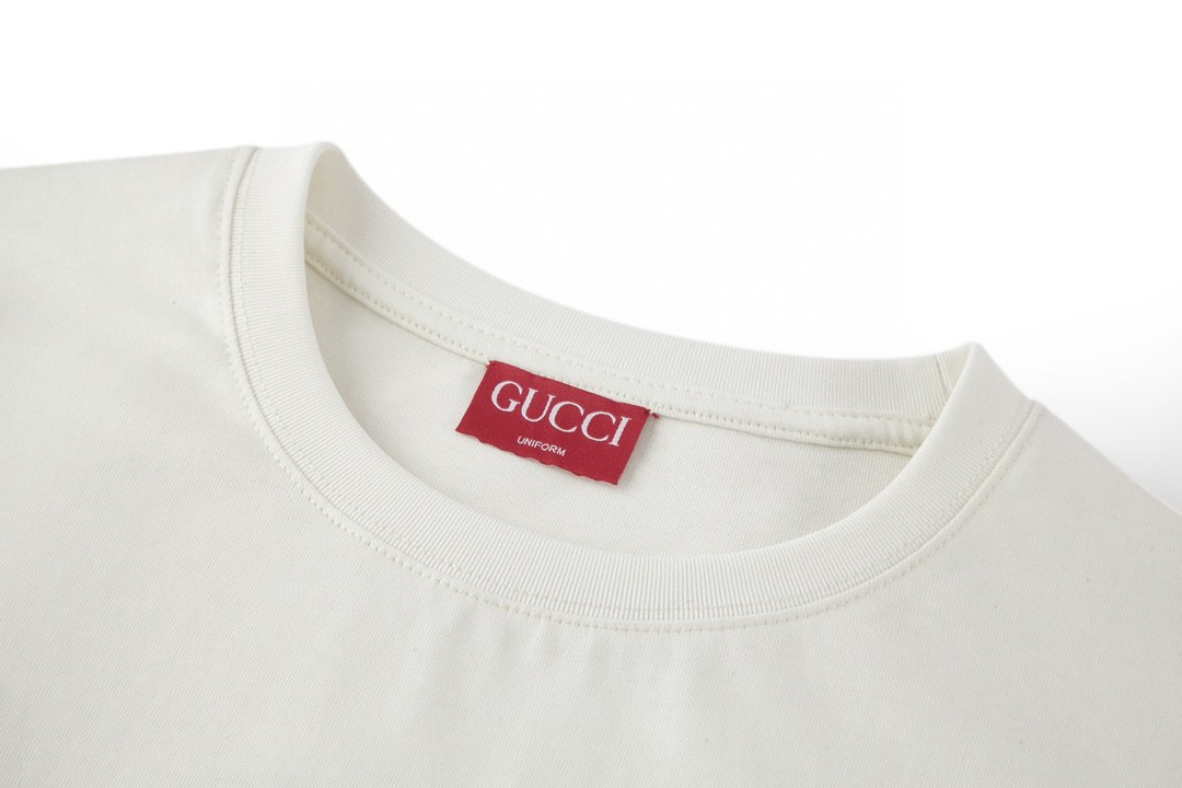 GUCCI 古驰 字母logo印花 短袖 T恤 圆领 套头 夏季 白色