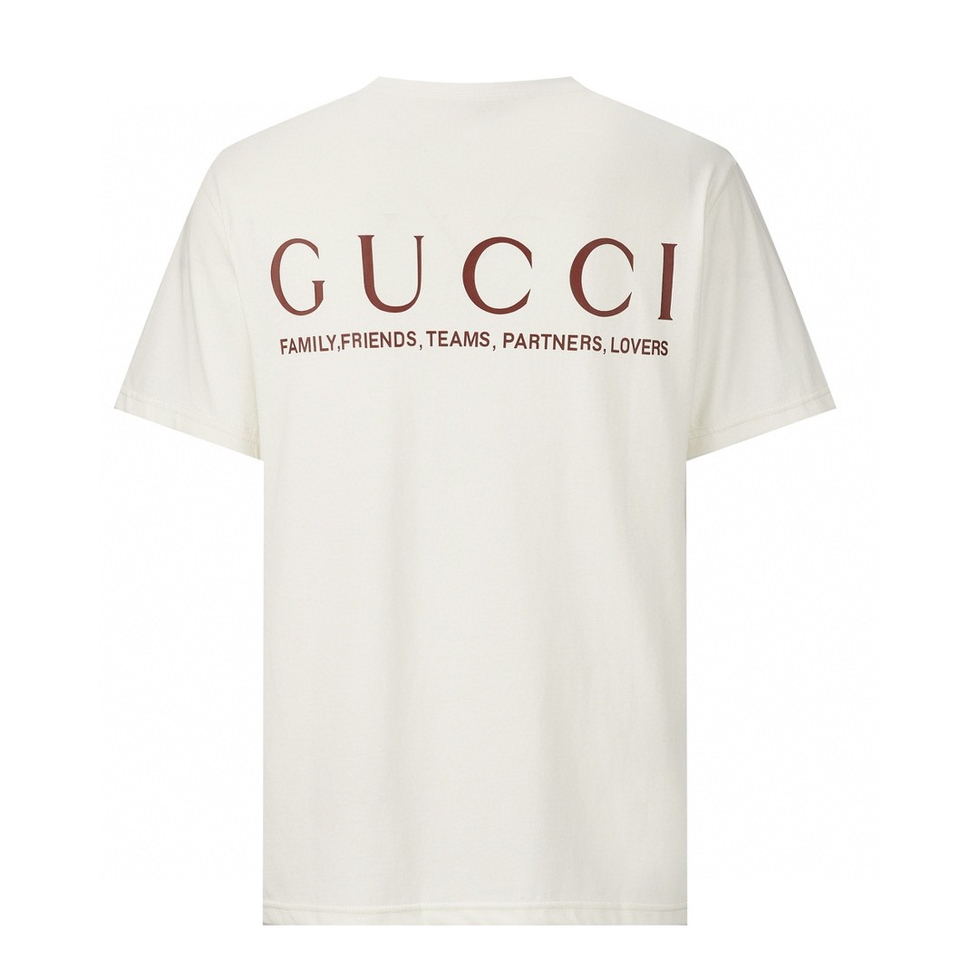 GUCCI 古驰 字母logo印花 短袖 T恤 圆领 套头 夏季 白色