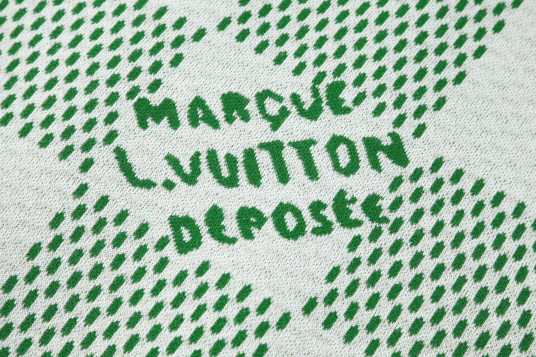 LOUIS VUITTON 路易威登 棋盘格毛织短袖 圆领 T 恤 上衣 夏款 绿色 1AFIX4