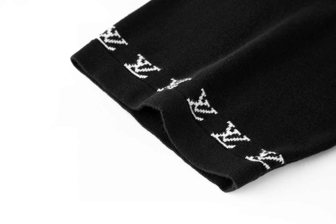 LOUIS VUITTON 路易威登 字母袖毛织短袖 圆领 T 恤 上衣 夏款 黑色