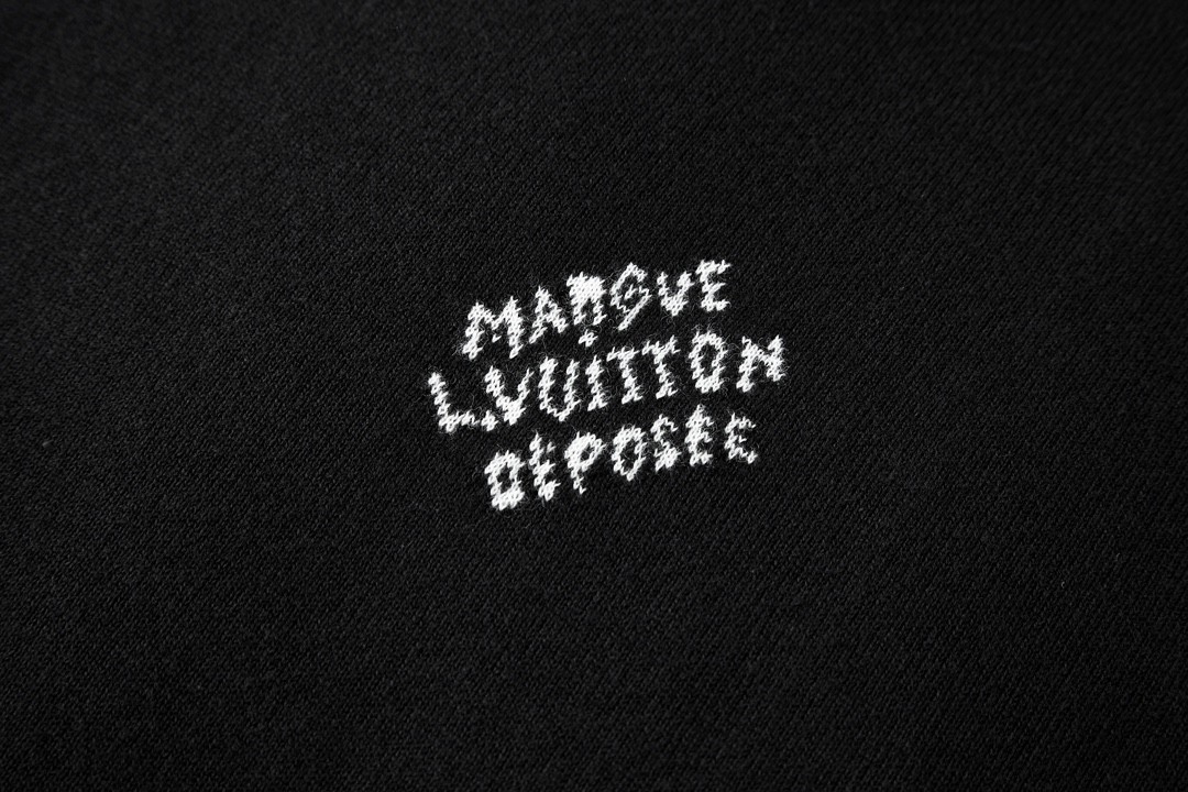 LOUIS VUITTON 路易威登 字母袖毛织短袖 圆领 T 恤 上衣 夏款 黑色