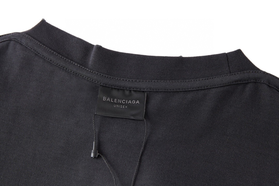 Balenciaga 巴黎世家 裂纹字母Logo印花 圆领 短袖 T恤 夏季 黑色