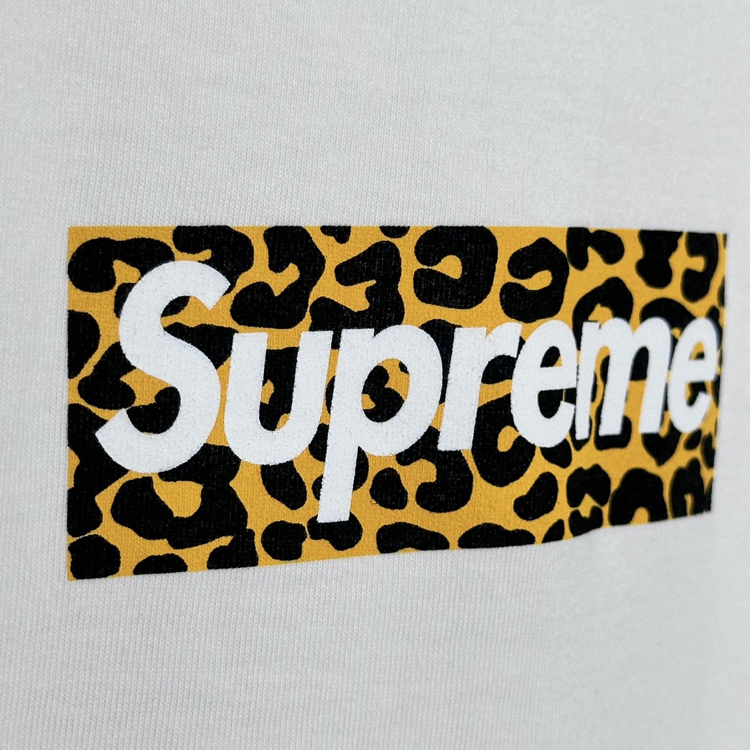Supreme SS24 上海开业限定 豹纹Box Logo 短袖 T恤 白色 SUP-SS24-107