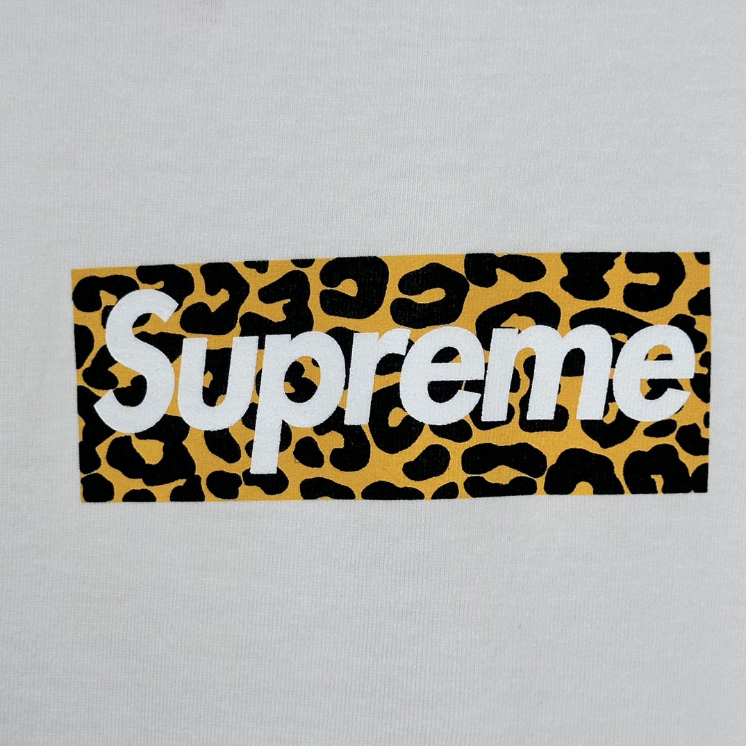 Supreme SS24 上海开业限定 豹纹Box Logo 短袖 T恤 白色 SUP-SS24-107