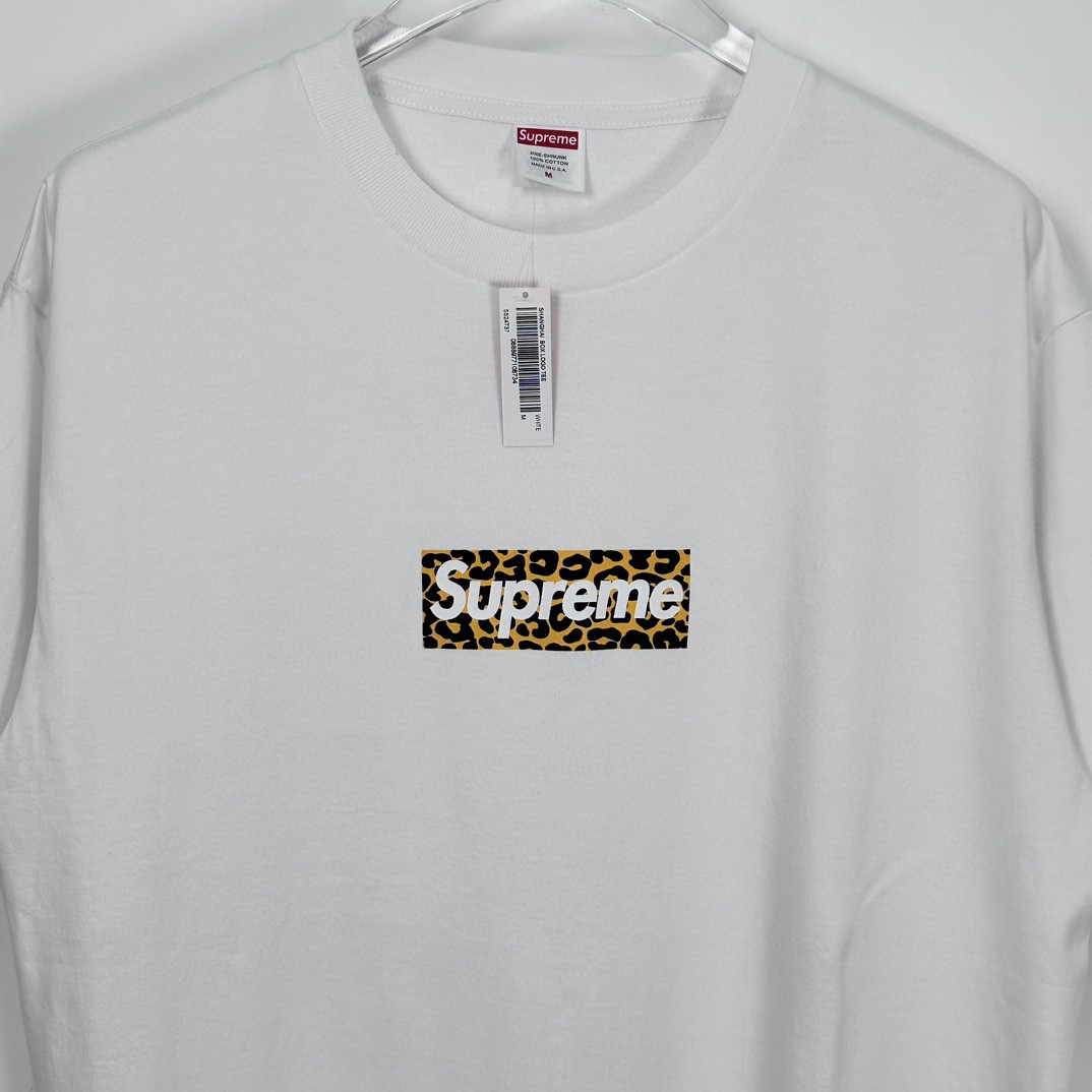 Supreme SS24 上海开业限定 豹纹Box Logo 短袖 T恤 白色 SUP-SS24-107