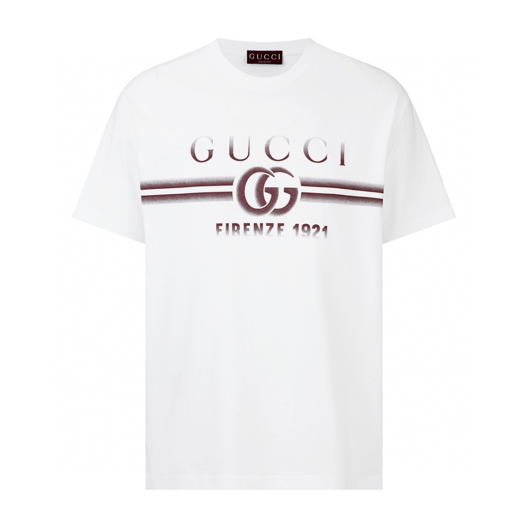 GUCCI 古驰 红漆 字母logo印花 短袖 T恤 圆领 套头 夏季 白色 785345-XJGKJ-9541