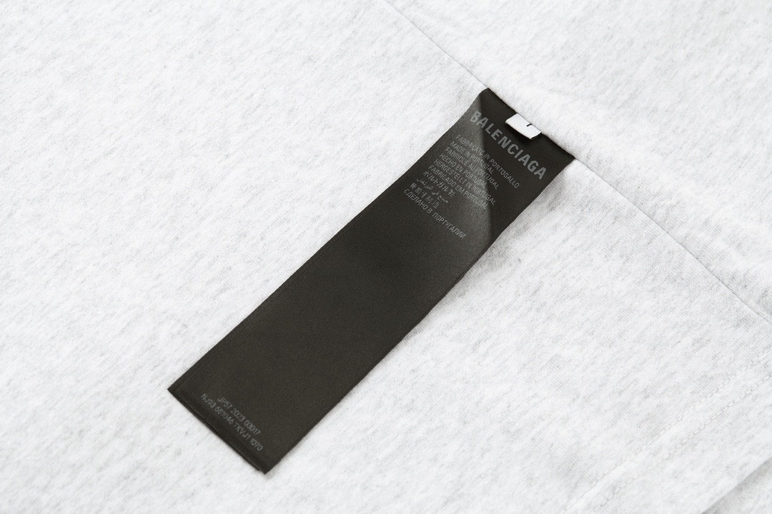Balenciaga 巴黎世家 双环字母logo印花短袖 T 恤 圆领 夏季 灰白色 787358TQVU52569