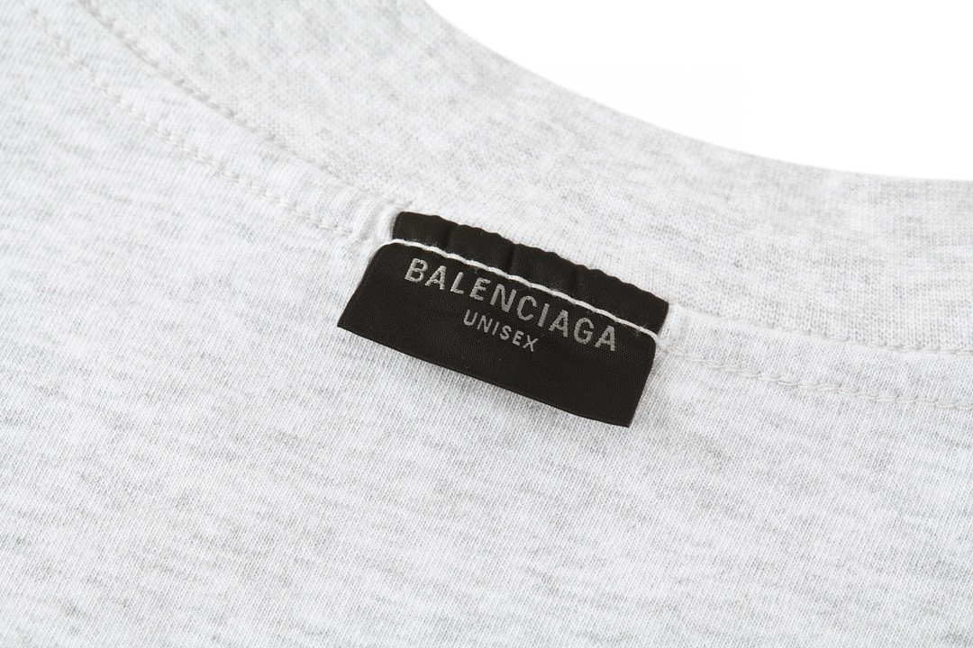 Balenciaga 巴黎世家 双环字母logo印花短袖 T 恤 圆领 夏季 灰白色 787358TQVU52569