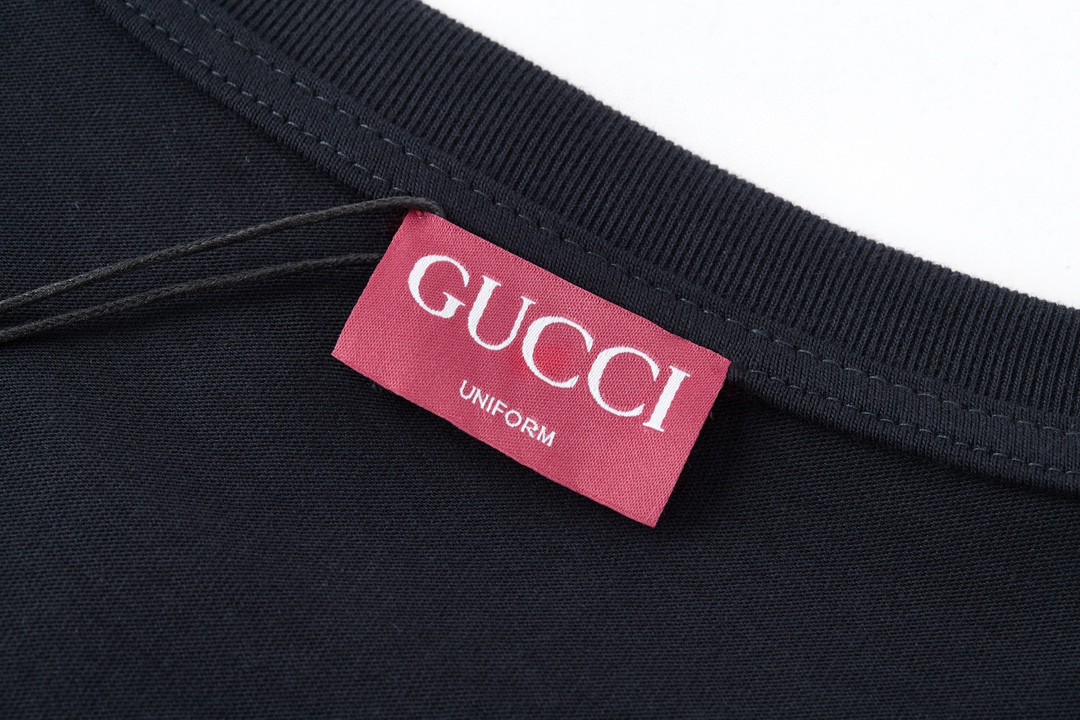 GUCCI 古驰 字母logo印花 短袖 T恤 圆领 套头 夏季 黑色 