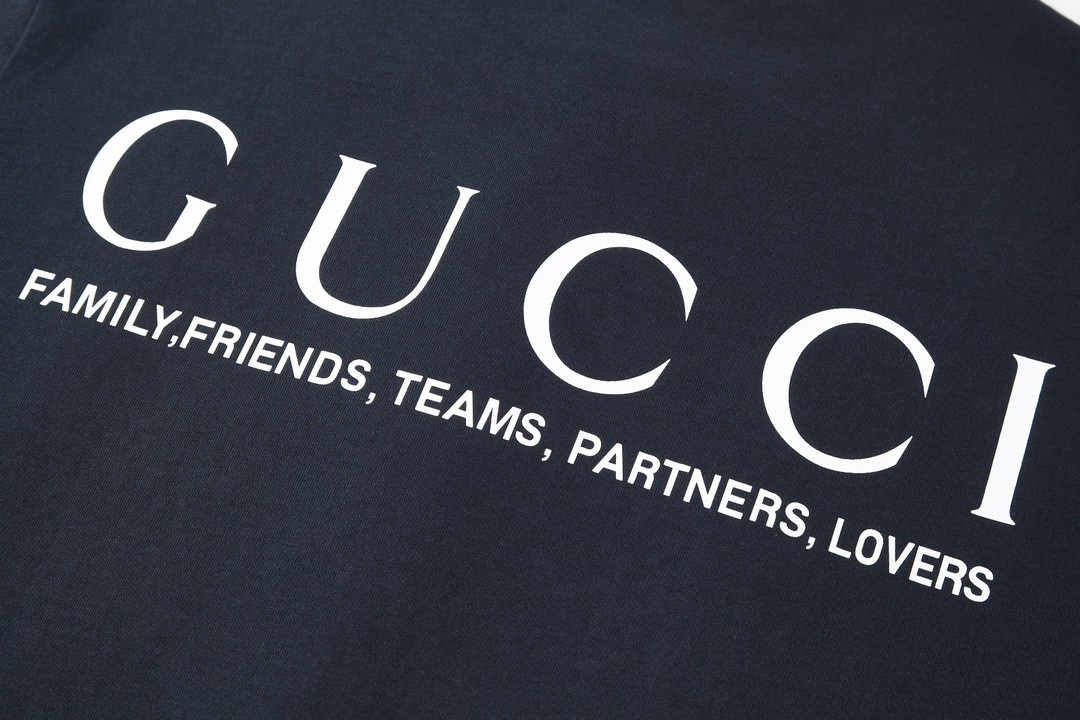 GUCCI 古驰 字母logo印花 短袖 T恤 圆领 套头 夏季 黑色 