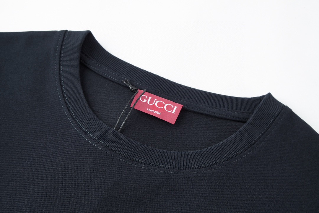 GUCCI 古驰 字母logo印花 短袖 T恤 圆领 套头 夏季 黑色 