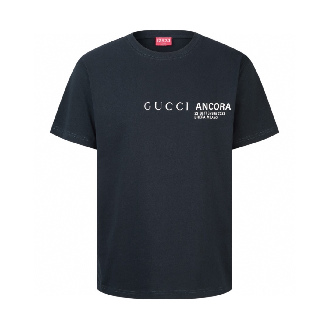 GUCCI 古驰 字母logo印花 短袖 T恤 圆领 套头 夏季 黑色 