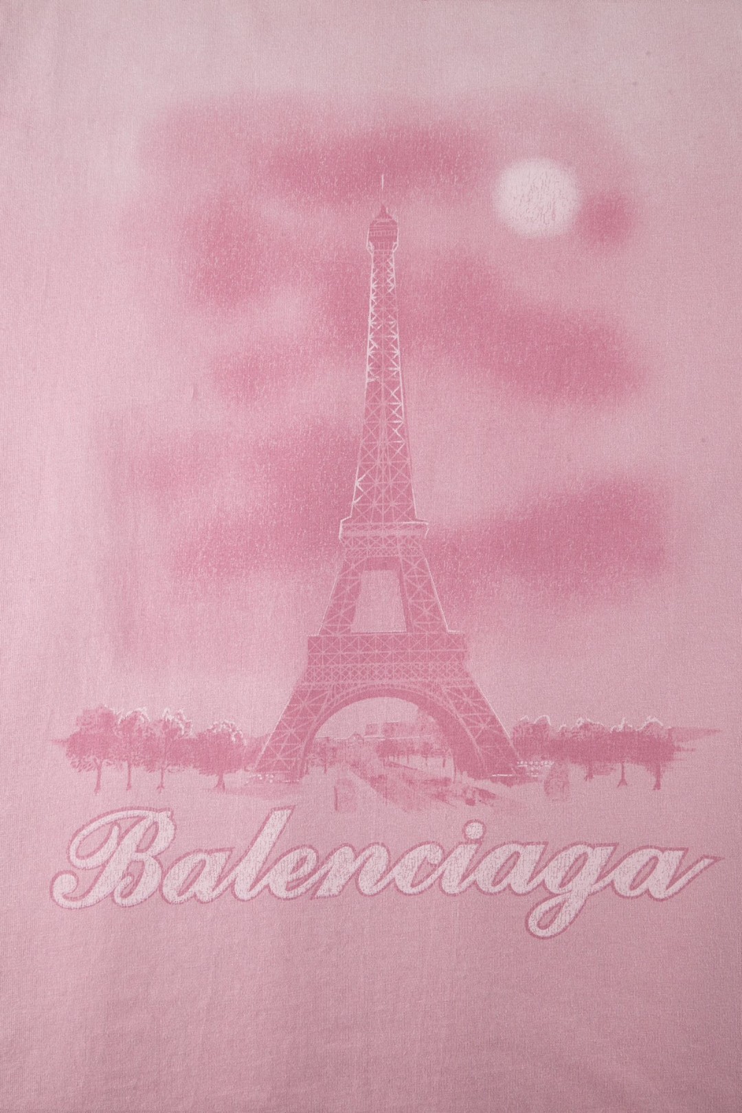 Balenciaga 巴黎世家 巴黎铁塔夜景 圆领 短袖 T恤 夏季 粉色 739028TQVO15905