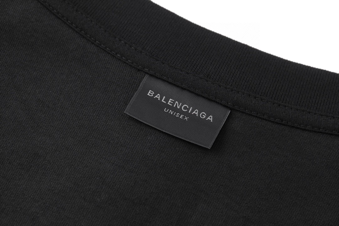 Balenciaga 巴黎世家 对元素商标 圆领 短袖 T恤 夏季 黑色