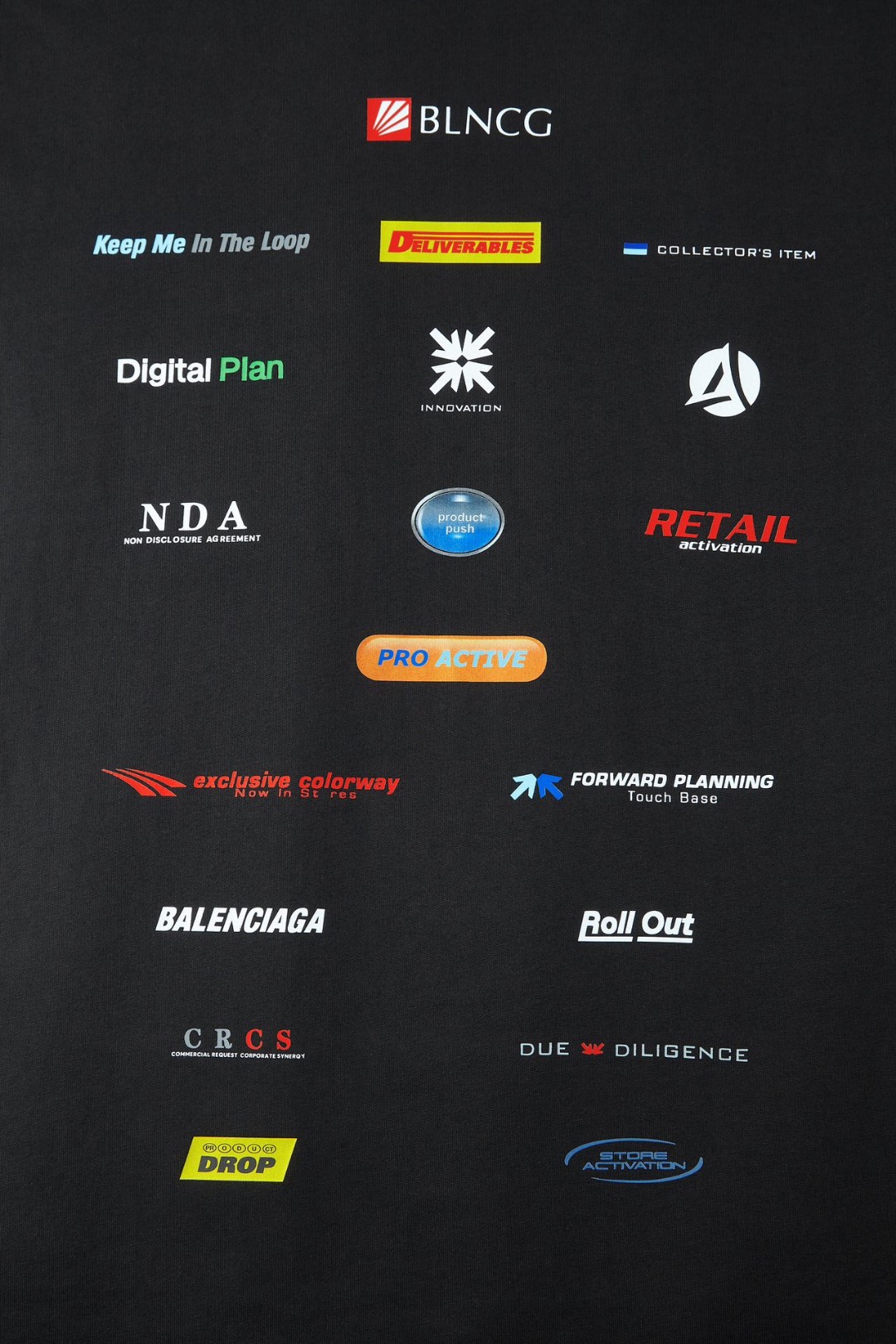 Balenciaga 巴黎世家 对元素商标 圆领 短袖 T恤 夏季 黑色