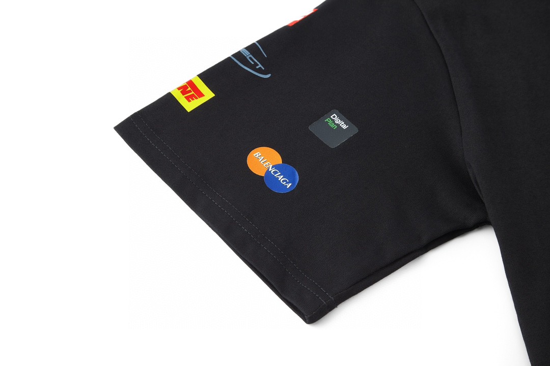 Balenciaga 巴黎世家 对元素商标 圆领 短袖 T恤 夏季 黑色