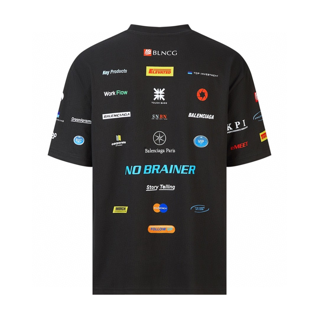 Balenciaga 巴黎世家 对元素商标 圆领 短袖 T恤 夏季 黑色